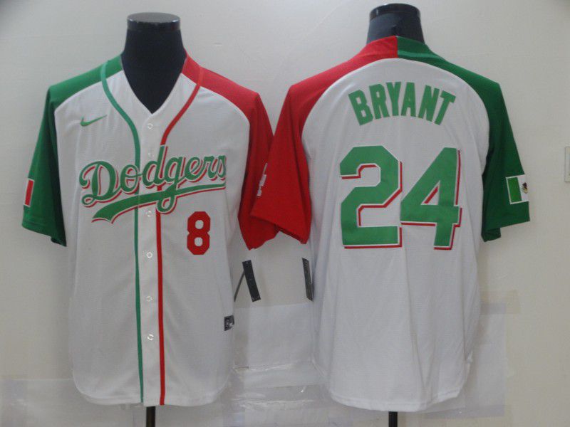Men Los Angeles Dodgers 24 Bryant White green Game Nike 2021 MLB Jerseys